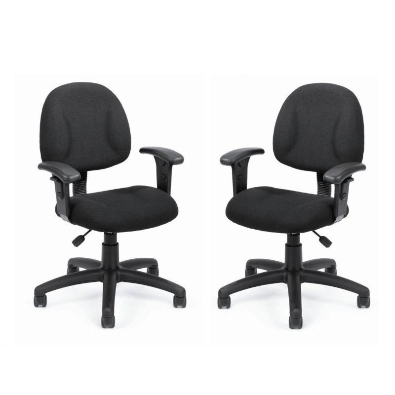 Home Square 2 Piece DX Posture Office Chair with Adjustable Arms Set in Black