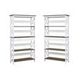 Home Square 5 Tier Shelf Driftwood Bookcase Set in White (Set of 2)