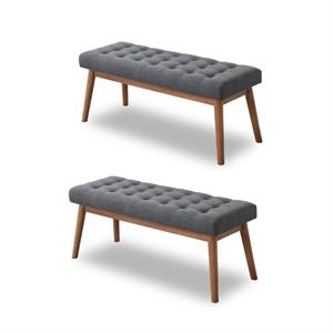 Home square 2 Piece Fabric Bench Set in Rexton Gray