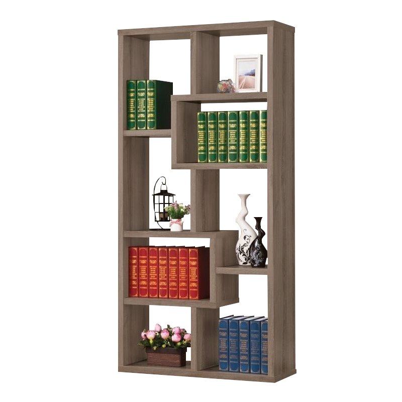 Home Square 2 Piece Wood Casual Bookcase Set in Weathered Gray