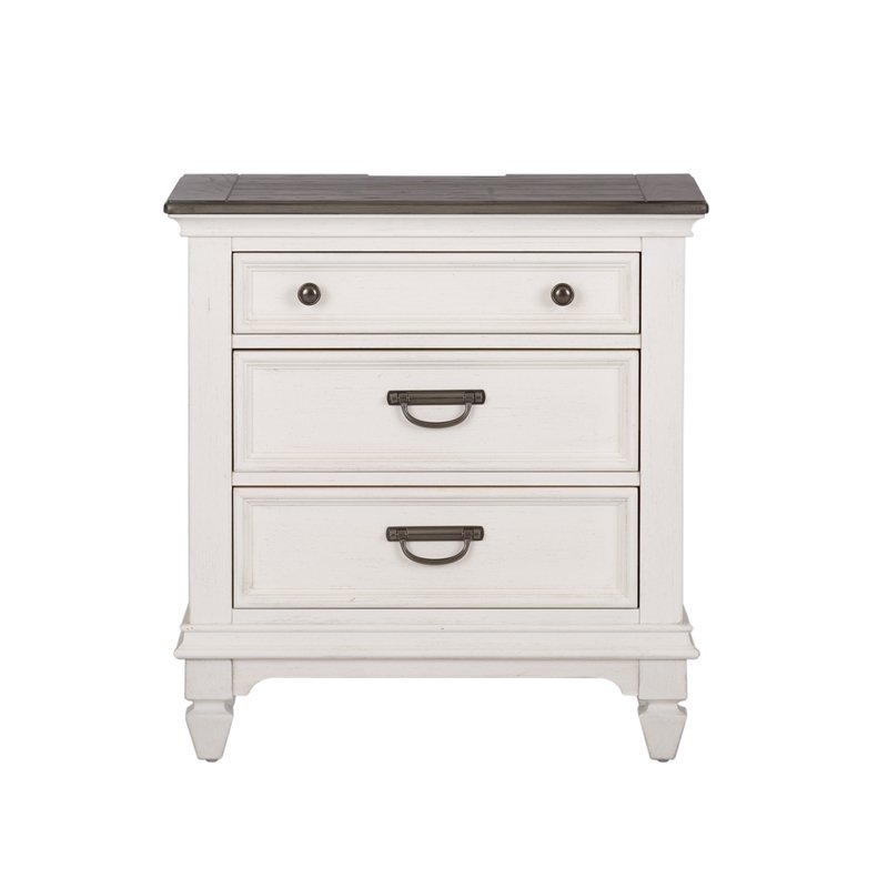 Home Square 2 Piece Wood Night Stand with Charging Station Set in Light Brown