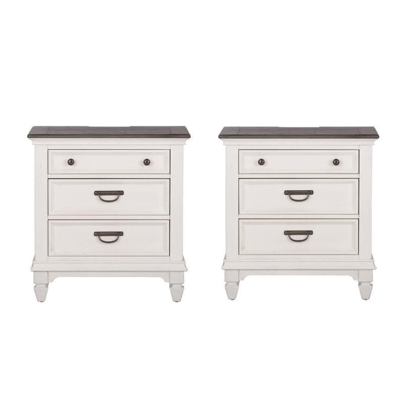 Home Square 2 Piece Wood Night Stand with Charging Station Set in Light Brown