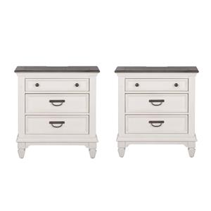 Home Square 2 Piece Wood Night Stand with Charging Station Set in Light Brown