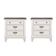 Home Square 2 Piece Wood Night Stand with Charging Station Set in Light Brown