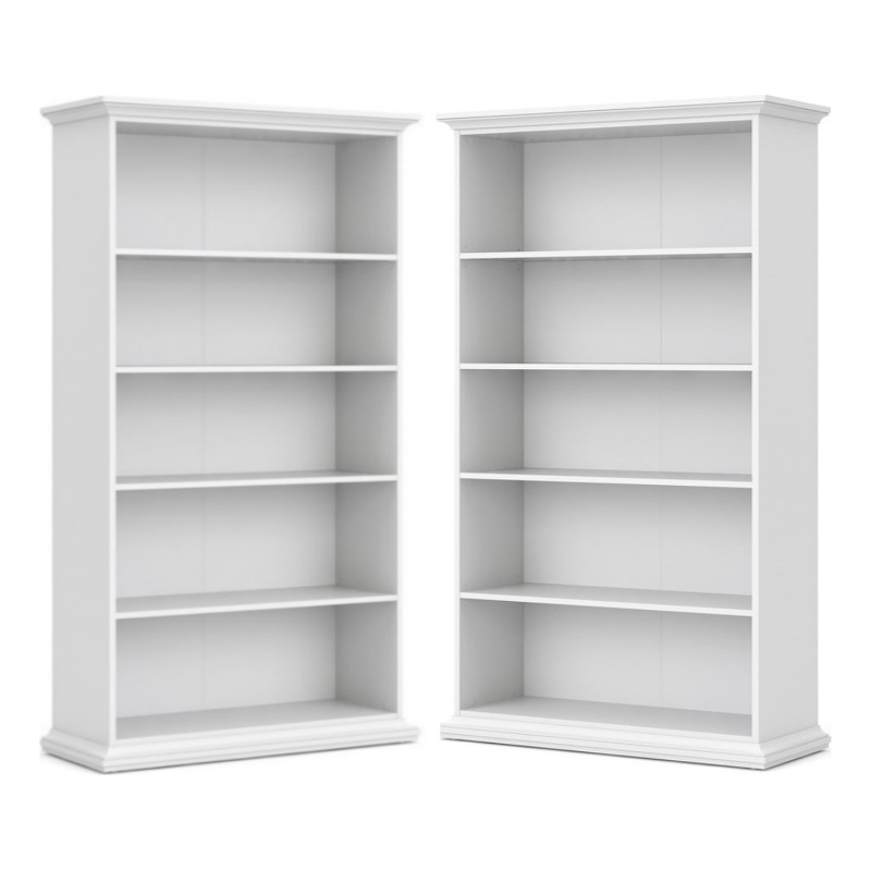 Home Square 5 Shelf Modern Wood Bookcase Set in White (Set of 2)