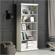 Home Square 5 Shelf Modern Wood Bookcase Set in White (Set of 2)