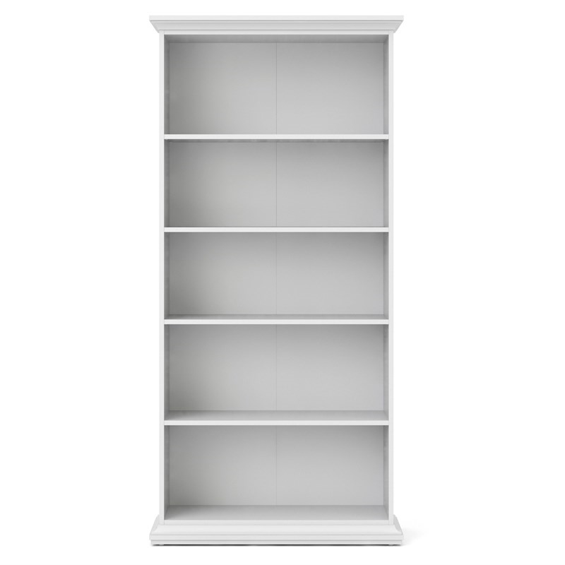 Home Square 5 Shelf Modern Wood Bookcase Set in White (Set of 2)