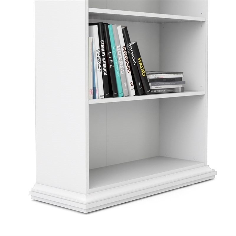 Home Square 5 Shelf Modern Wood Bookcase Set in White (Set of 2)
