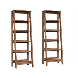 Home Square 5 Shelf Wood Bookcase Set in Vintage Oak (Set of 2)