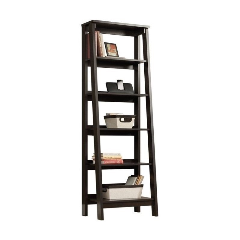 Home Square 5 Shelf Wood Bookcase Set in Jamocha Brown (Set of 2)