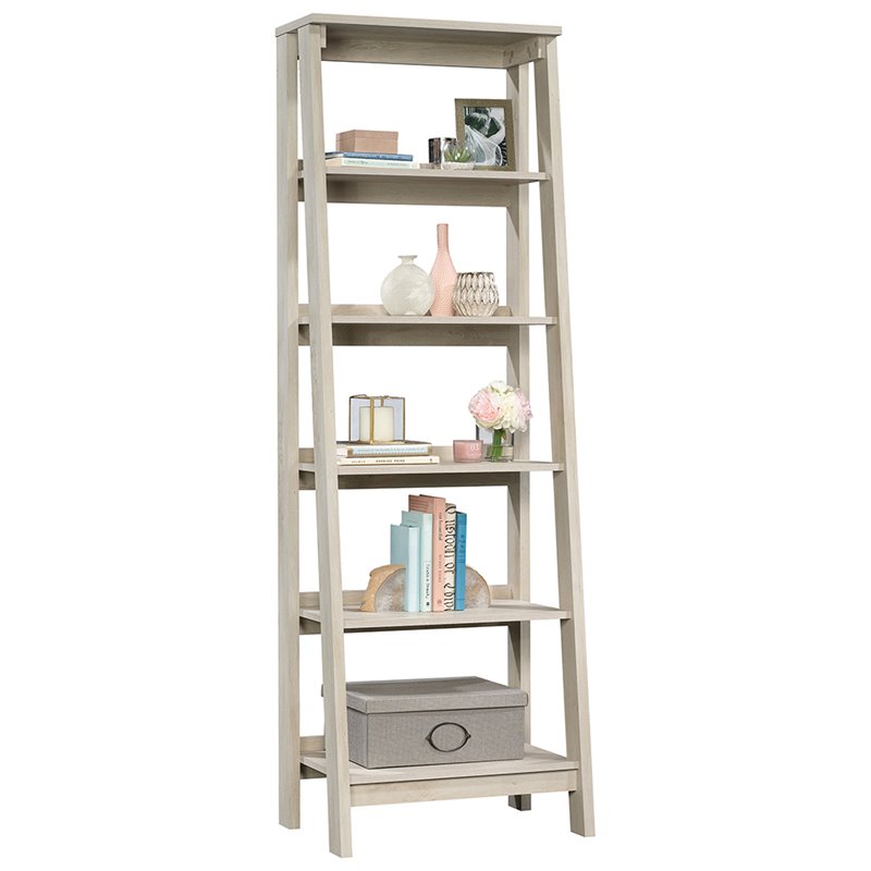 Home Square 5 Shelf Wood Bookcase Set in Chalked Chestnut (Set of 2)