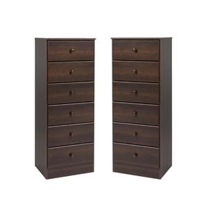 home square 6 drawer wood lingerie chest set in espresso (set of 2)