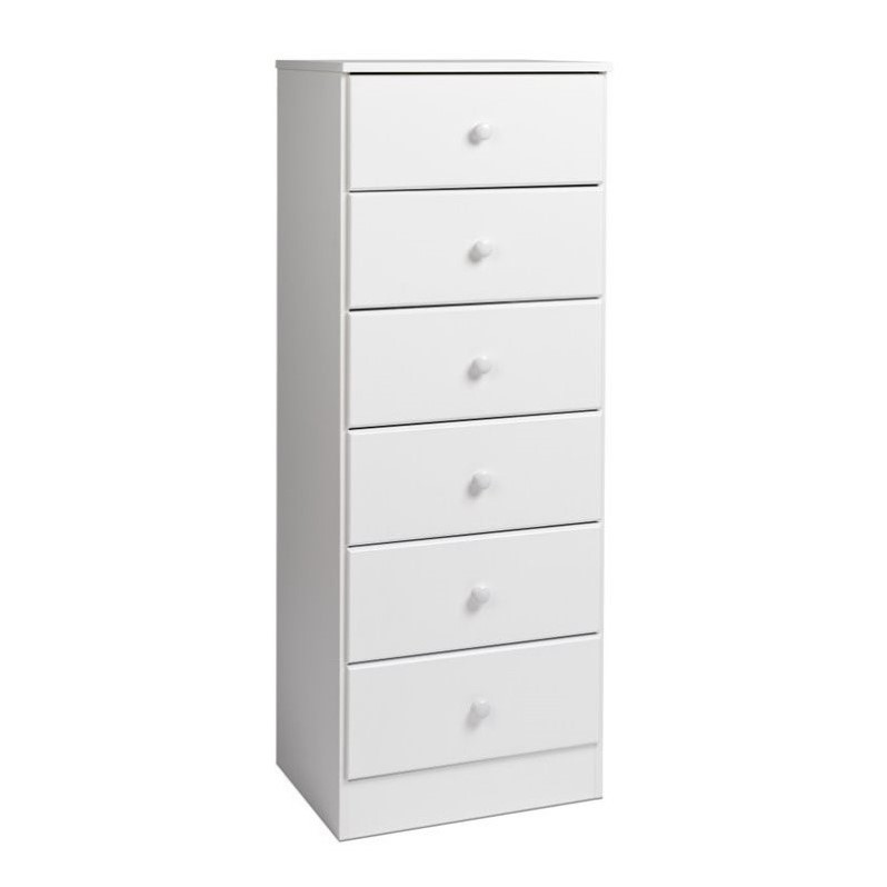 Home Square 6 Drawer Wood Lingerie Chest Set in White (Set of 2)
