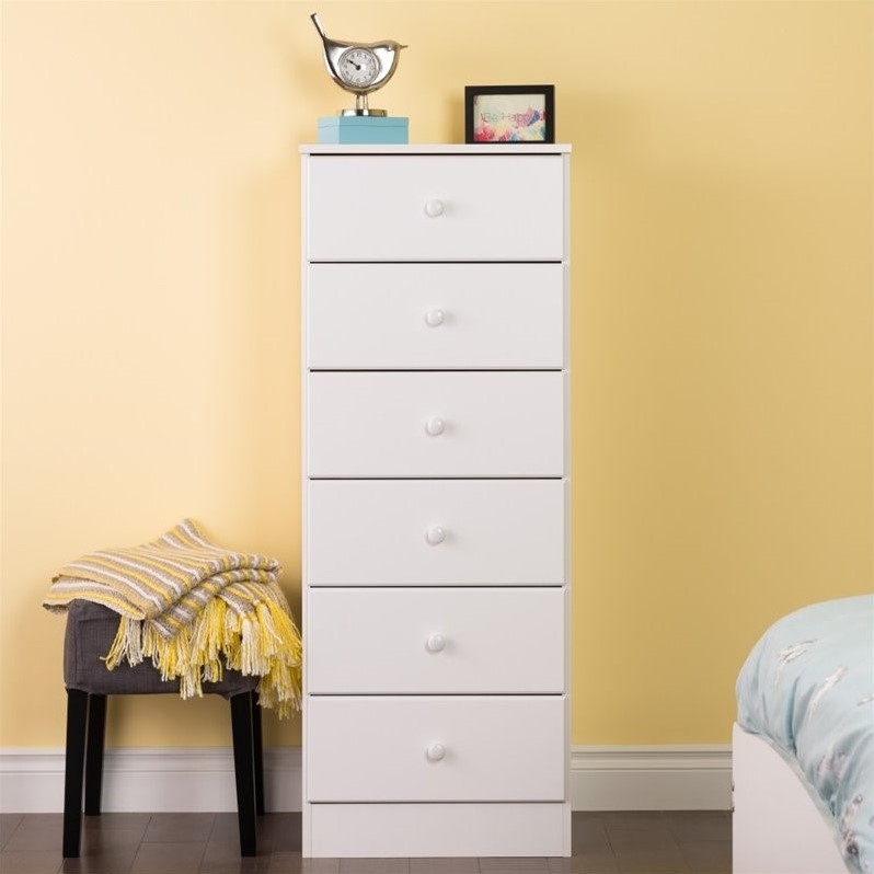 Home Square 6 Drawer Wood Lingerie Chest Set in White (Set of 2)