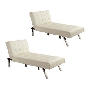 home square 2 piece faux leather chaise lounge set in vanilla brown