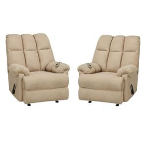home square 2 piece padded massage recliner set in tan brown