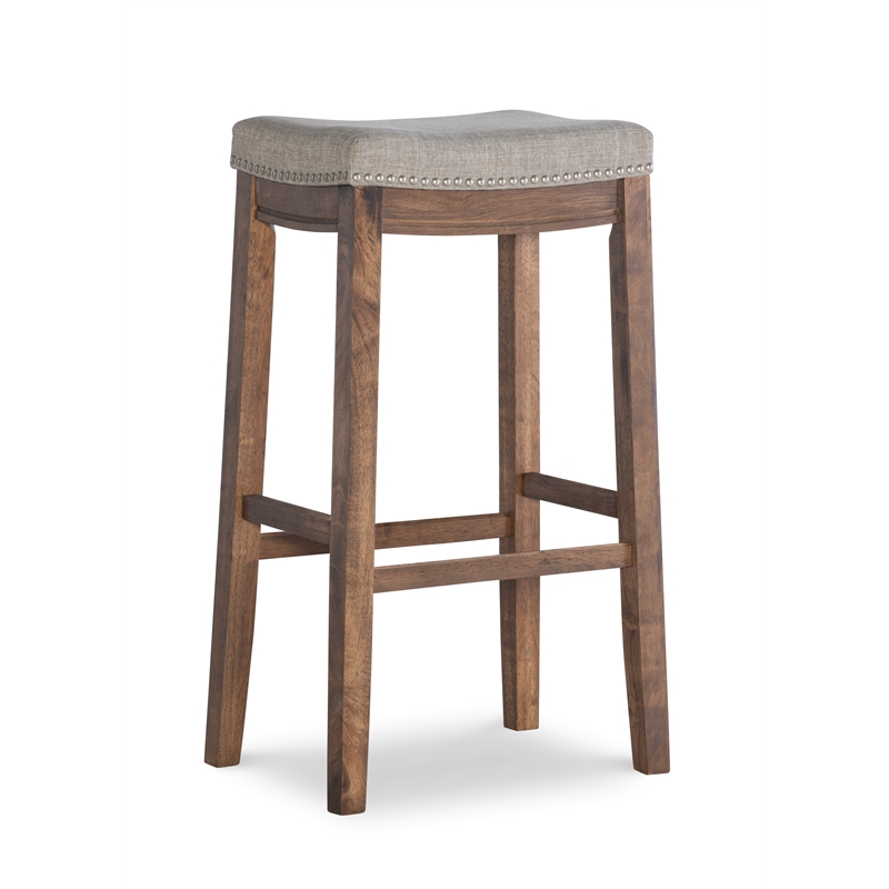 Home Square 2 Piece Wood Bar Stool Set in Rustic Brown