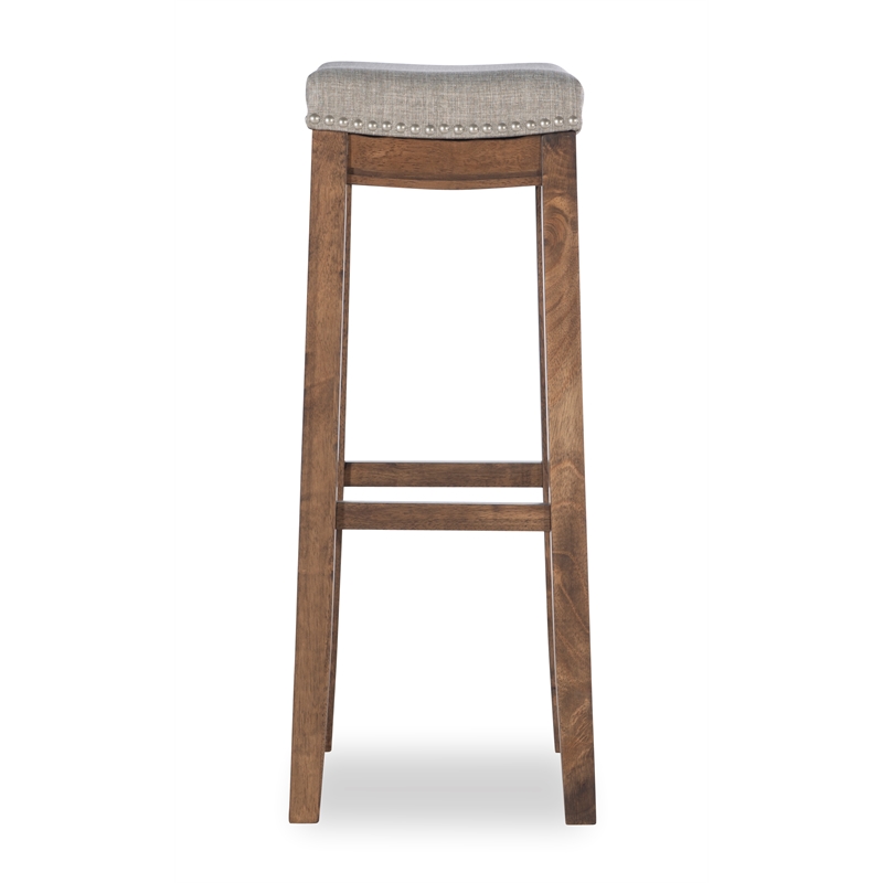 Home Square 2 Piece Wood Bar Stool Set in Rustic Brown