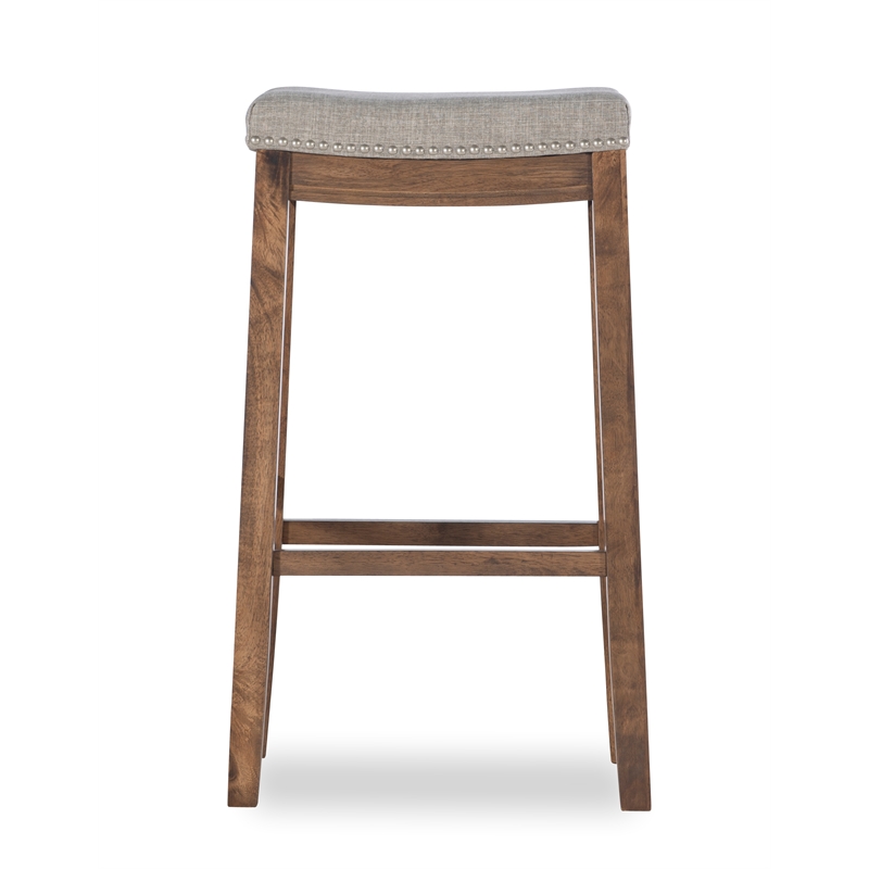 Home Square 2 Piece Wood Bar Stool Set in Rustic Brown