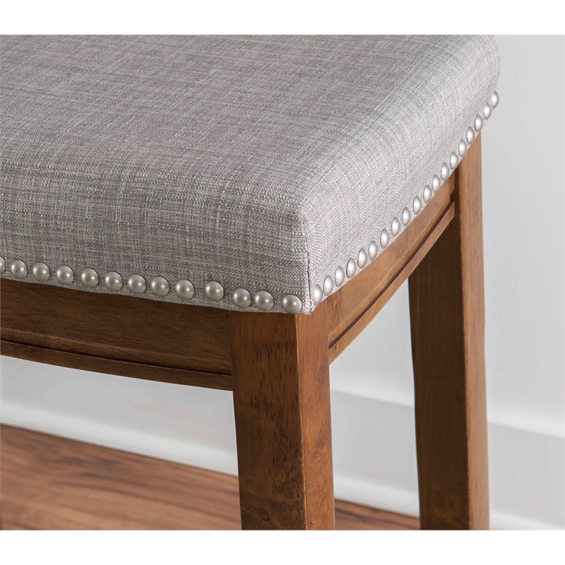 Home Square 2 Piece Wood Counter Stool Set in Rustic Brown