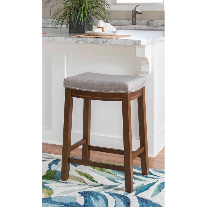 Home Square 2 Piece Wood Counter Stool Set in Rustic Brown