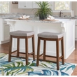 Home Square 2 Piece Wood Counter Stool Set in Rustic Brown
