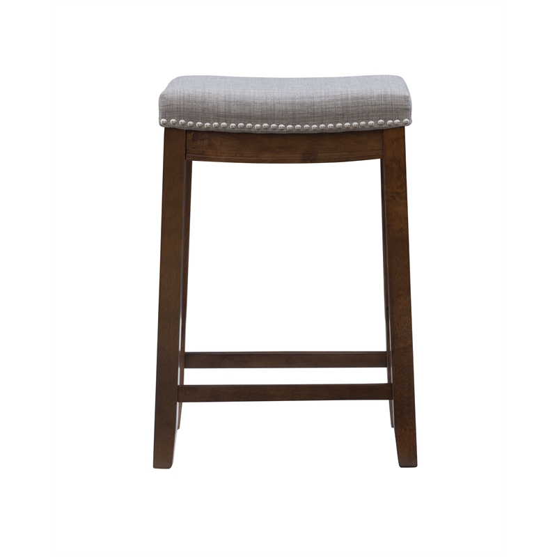 Home Square 2 Piece Wood Counter Stool Set in Rustic Brown