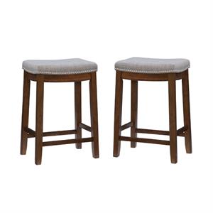 Home Square 2 Piece Wood Counter Stool Set in Rustic Brown