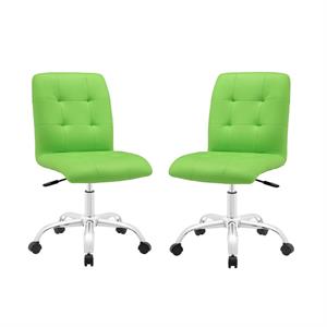 home square 2 piece swivel faux leather office chair set in bright green
