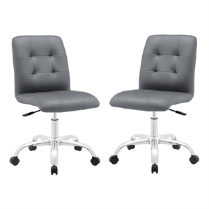 Home Square 2 Piece Faux Leather/Stainless Steel Swivel Office Chair Set in Gray