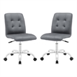 Home Square 2 Piece Faux Leather/Stainless Steel Swivel Office Chair Set in Gray