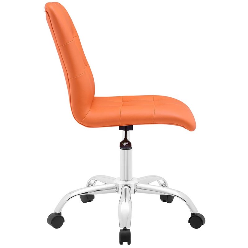 Home Square 2 Piece Faux Leather/Stainless Steel Swivel Office Chair Set Orange