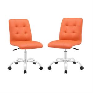 home square 2 piece swivel faux leather office chair set in orange
