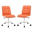 Home Square 2 Piece Faux Leather/Stainless Steel Swivel Office Chair Set Orange