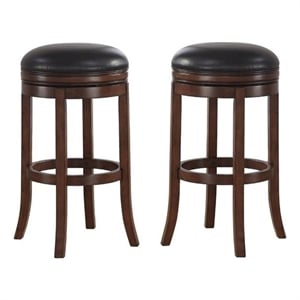 Home Square 2 Piece Extra Tall Wood Bar Stool Set in Brown Walnut and Java
