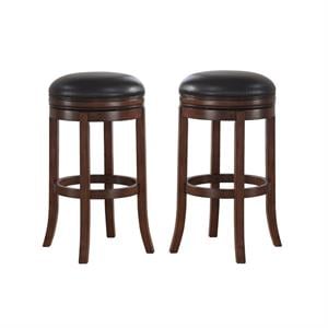 Home Square 2 Piece 30&quot Backless Tall Bar Stool Set in Medium Walnut and Java
