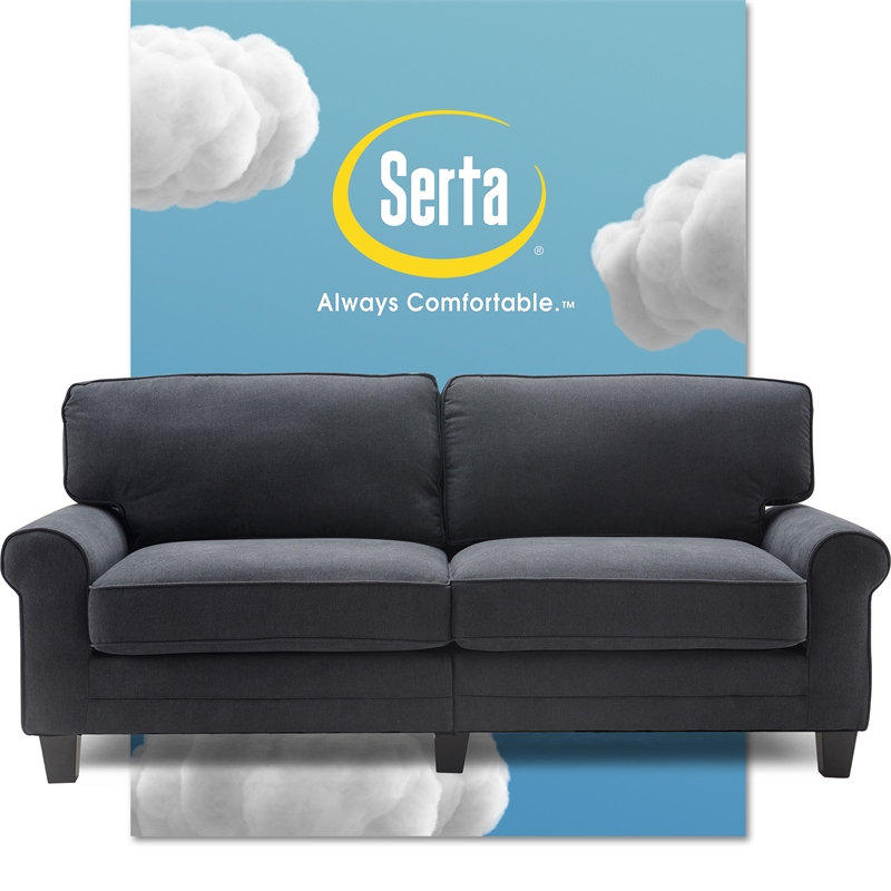 Home Square 2 Piece Contemporary Fabric Sofa Set in Charcoal
