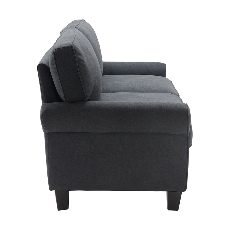 Home Square 2 Piece Contemporary Fabric Sofa Set in Charcoal