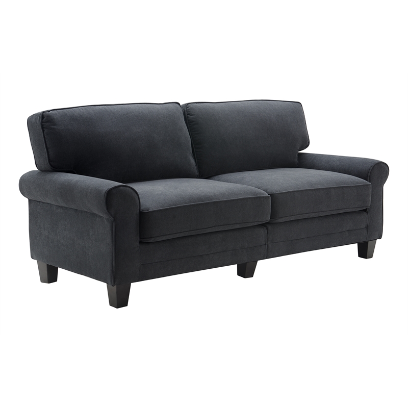 Home Square 2 Piece Contemporary Fabric Sofa Set in Charcoal