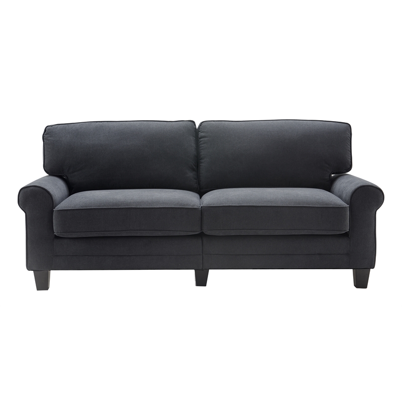 Home Square 2 Piece Contemporary Fabric Sofa Set in Charcoal