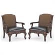 Home Square 2 Piece Traditional Wood Arm Chair Set in Walnut