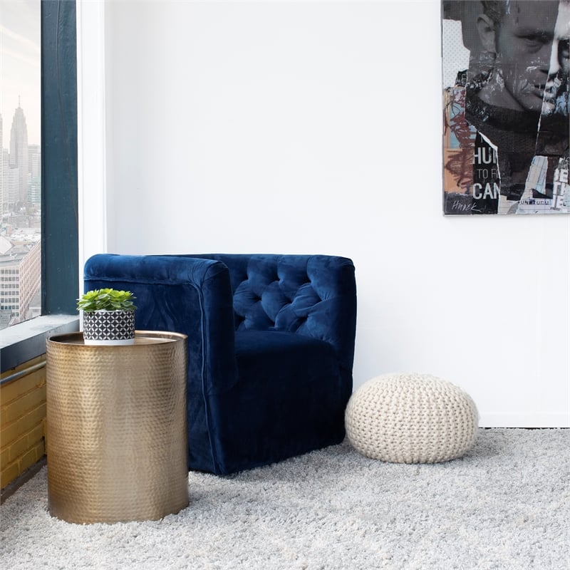 Home Square 2 Piece Swivel Velvet Accent Chair Set in Navy Blue