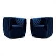 Home Square 2 Piece Swivel Velvet Accent Chair Set in Navy Blue