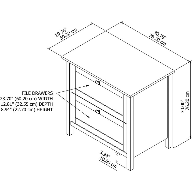 Home Square 2 Drawer Filing Cabinet Set in Pure White (Set of 2)