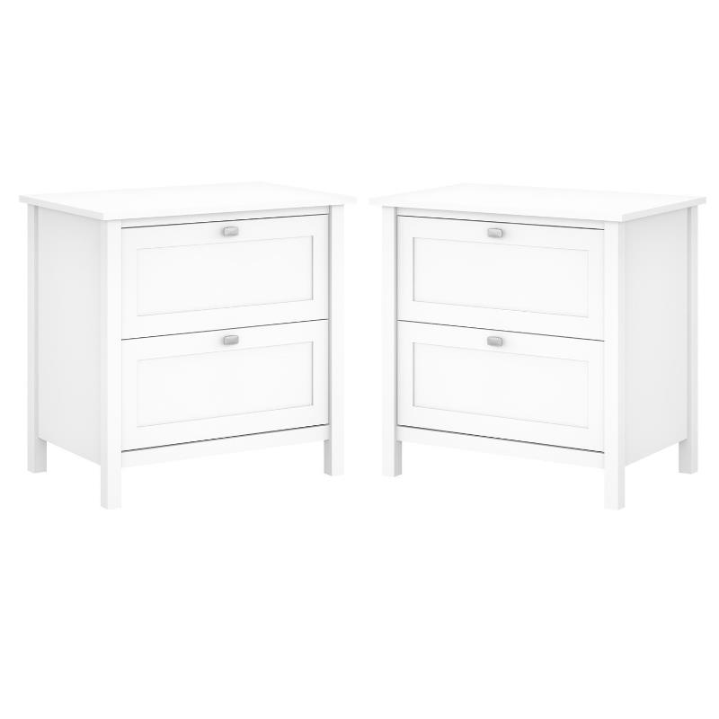Home Square 2 Drawer Filing Cabinet Set in Pure White (Set of 2)