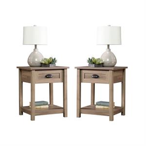 home square 2 piece county line wood end table set in salt oak