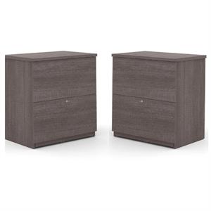 home square 2 drawer lateral filing cabinet set in bark gray (set of 2)