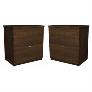 home square 2 drawer lateral filing cabinet set in chocolate (set of 2)