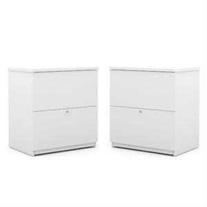Home Square 2 Drawer Lateral Filing Cabinet Set in White (Set of 2)