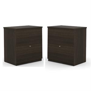 home square 2 drawer lateral filing cabinet set in dark chocolate (set of 2)